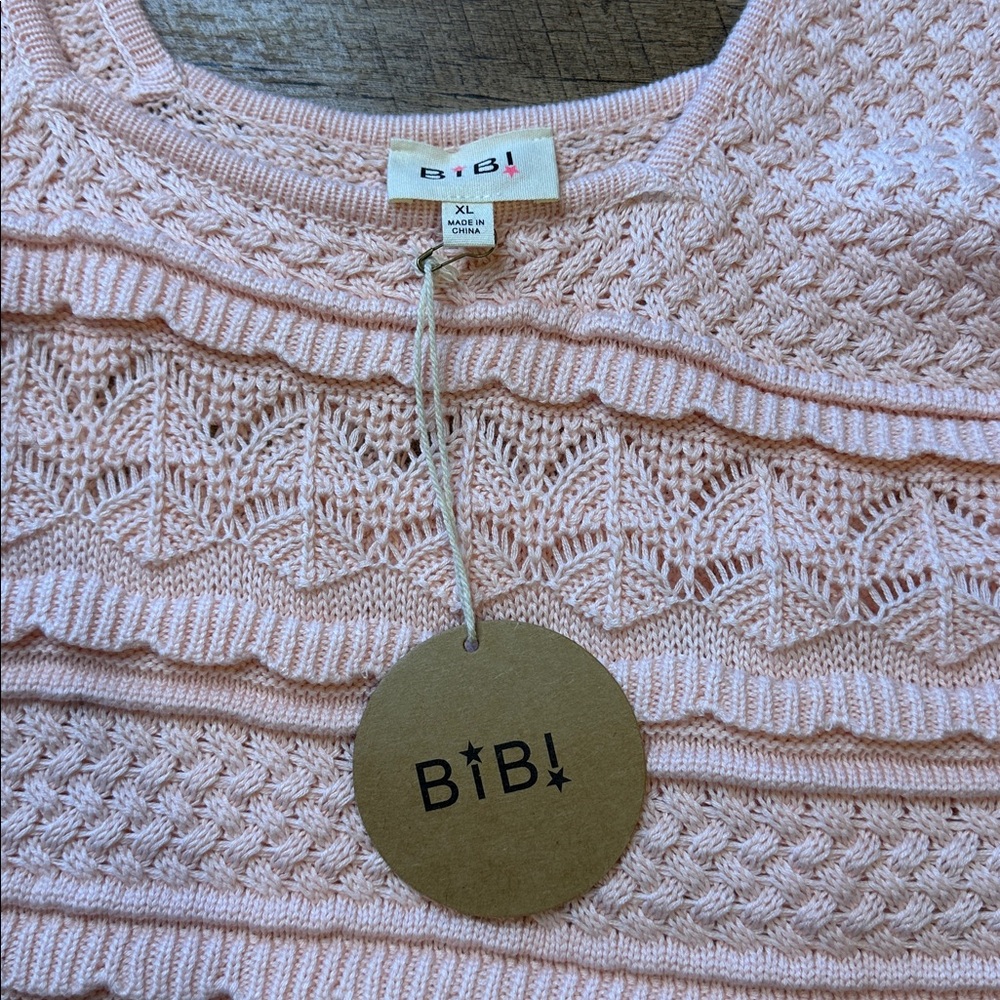 BiBi Peach Knit Sweater with Ruffled Hem